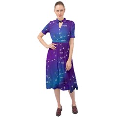Keyhole Neckline Chiffon Dress 