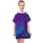 Realistic Night Sky With Constellations Kids  One Piece Chiffon Dress