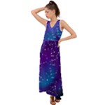 Realistic Night Sky With Constellations V-Neck Chiffon Maxi Dress