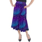 Realistic Night Sky With Constellations Midi Mermaid Skirt