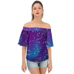 Realistic Night Sky With Constellations Off Shoulder Short Sleeve Top