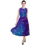 Realistic Night Sky With Constellations Round Neck Boho Dress