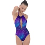Realistic Night Sky With Constellations Plunge Cut Halter Swimsuit