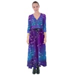 Realistic Night Sky With Constellations Button Up Maxi Dress