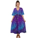 Realistic Night Sky With Constellations Kimono Sleeve Boho Dress