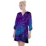 Realistic Night Sky With Constellations Open Neck Shift Dress