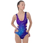 Realistic Night Sky With Constellations Side Cut Out Swimsuit