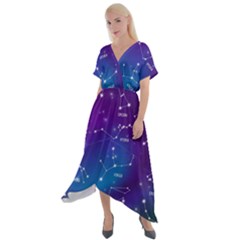 Cross Front Sharkbite Hem Maxi Dress 