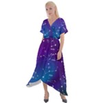 Realistic Night Sky With Constellations Cross Front Sharkbite Hem Maxi Dress