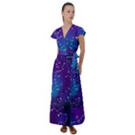Realistic Night Sky With Constellations Flutter Sleeve Maxi Dress