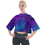 Realistic Night Sky With Constellations Mock Neck Tee