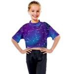 Realistic Night Sky With Constellations Kids Mock Neck Tee
