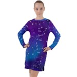 Realistic Night Sky With Constellations Long Sleeve Hoodie Dress