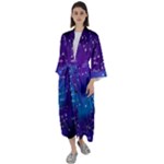 Realistic Night Sky With Constellations Maxi Satin Kimono