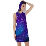 Realistic Night Sky With Constellations Racer Back Hoodie Dress