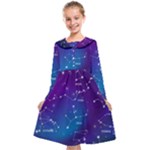 Realistic Night Sky With Constellations Kids  Midi Sailor Dress