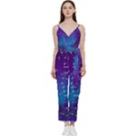 Realistic Night Sky With Constellations V-Neck Spaghetti Strap Tie Front Jumpsuit