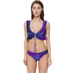 Realistic Night Sky With Constellations Low Cut Ruffle Edge Bikini Set