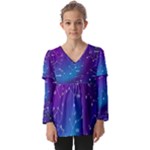 Realistic Night Sky With Constellations Kids  V Neck Casual Top