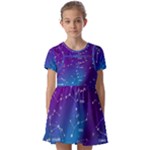 Realistic Night Sky With Constellations Kids  Short Sleeve Pinafore Style Dress