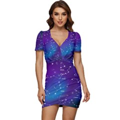 Low Cut Cap Sleeve Mini Dress 