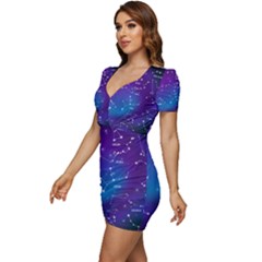 Low Cut Cap Sleeve Mini Dress 