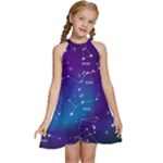 Realistic Night Sky With Constellations Kids  Halter Collar Waist Tie Chiffon Dress