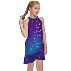 Kids  Halter Collar Waist Tie Chiffon Dress 