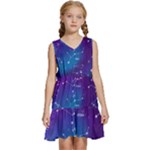 Realistic Night Sky With Constellations Kids  Sleeveless Tiered Mini Dress