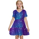 Realistic Night Sky With Constellations Kids  Short Sleeve Tiered Mini Dress