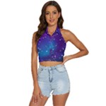 Realistic Night Sky With Constellations Backless Halter Cami Shirt
