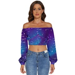 Long Sleeve Crinkled Weave Crop Top 