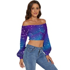 Long Sleeve Crinkled Weave Crop Top 