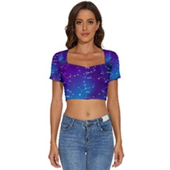 Short Sleeve Square Neckline Crop Top  