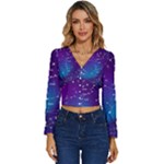 Realistic Night Sky With Constellations Long Sleeve V-Neck Top