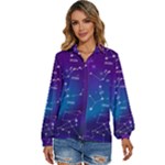 Realistic Night Sky With Constellations Women s Long Sleeve Button Up Shirt