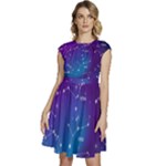 Realistic Night Sky With Constellations Cap Sleeve High Waist Dress