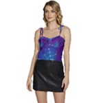 Realistic Night Sky With Constellations Flowy Camisole Tie Up Top
