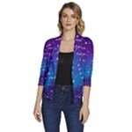 Realistic Night Sky With Constellations Women s Draped Front 3/4 Sleeve Shawl Collar Jacket