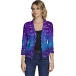 Realistic Night Sky With Constellations Women s Casual 3/4 Sleeve Spring Jacket