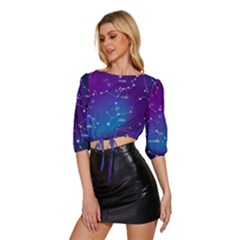 Mid Sleeve Drawstring Hem Top 