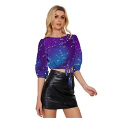 Mid Sleeve Drawstring Hem Top 