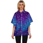 Realistic Night Sky With Constellations Women s Batwing Button Up Shirt