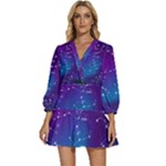 Realistic Night Sky With Constellations V-Neck Placket Mini Dress