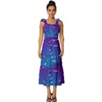 Realistic Night Sky With Constellations Tie-Strap Tiered Midi Chiffon Dress