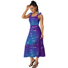 Tie-Strap Tiered Midi Chiffon Dress 
