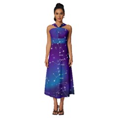 Sleeveless Cross Front Cocktail Midi Chiffon Dress 