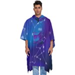 Realistic Night Sky With Constellations Men s Hooded Rain Ponchos