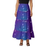 Realistic Night Sky With Constellations Tiered Ruffle Maxi Skirt