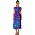 Realistic Night Sky With Constellations Sleeveless Round Neck Midi Dress